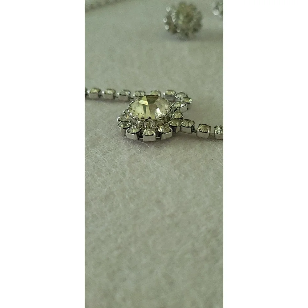 1974 Emmons Crystal Lights Miss America Rhinestone Necklace Earrings Set